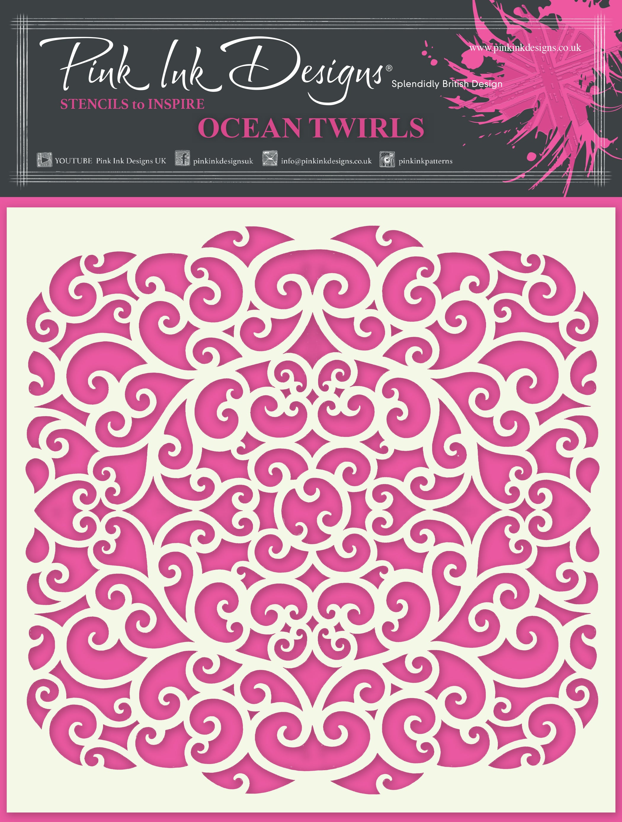 Pink Ink Designs Ocean Twirls 7 in x 7 in Stencil