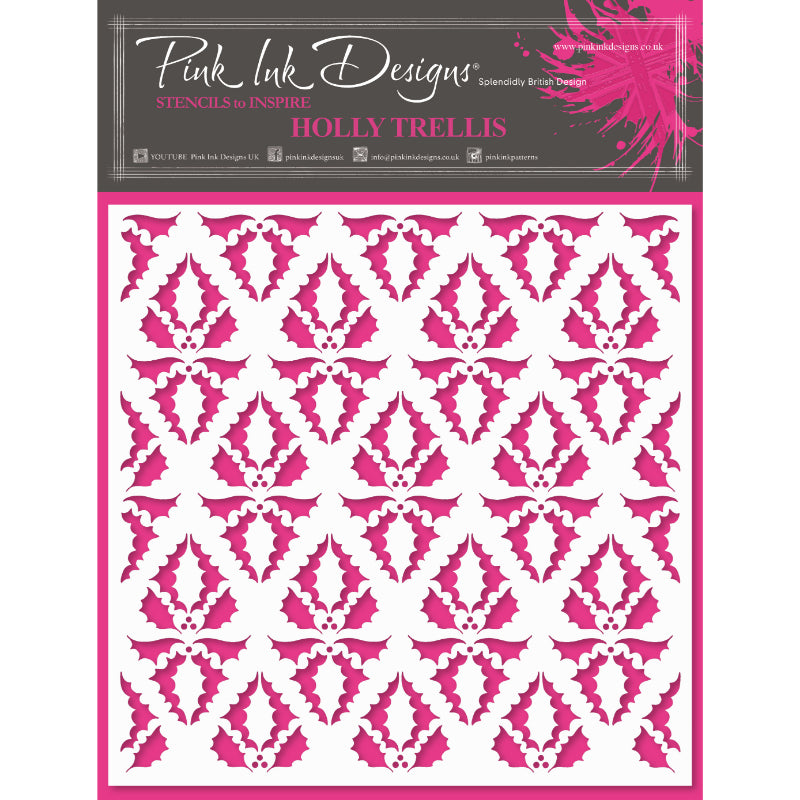 Pink Ink Designs Holly Trellis 7 in x 7 in Stencil