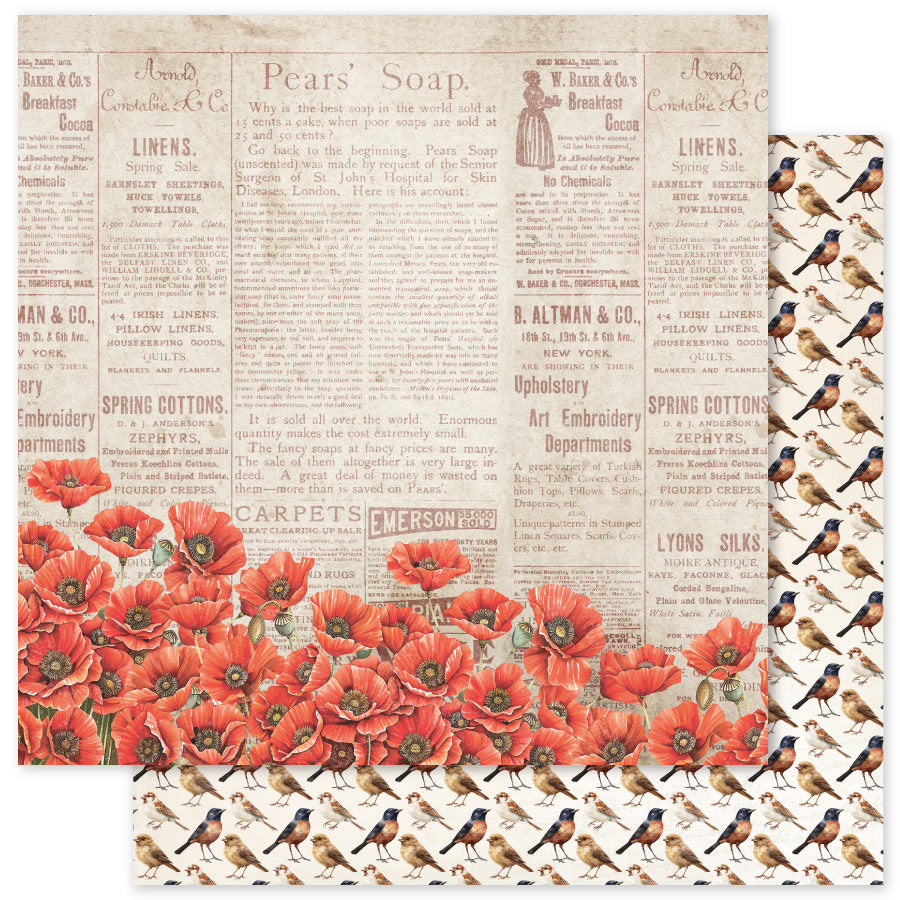 Poppy Garden D 12 x 12 Paper (12 pc Bulk Pack) 34632