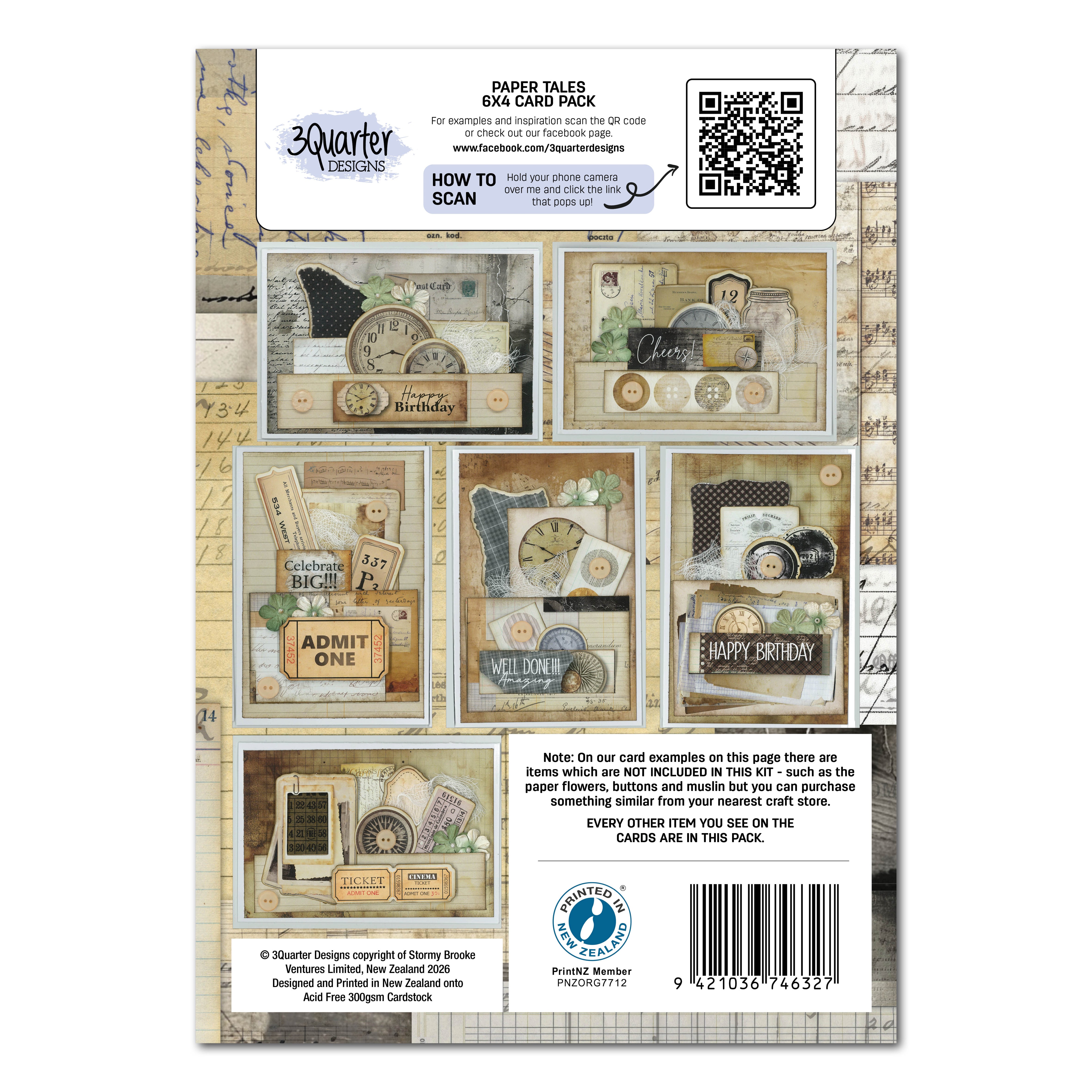 3Quarter Designs Paper Tales 6x4 Card Pack