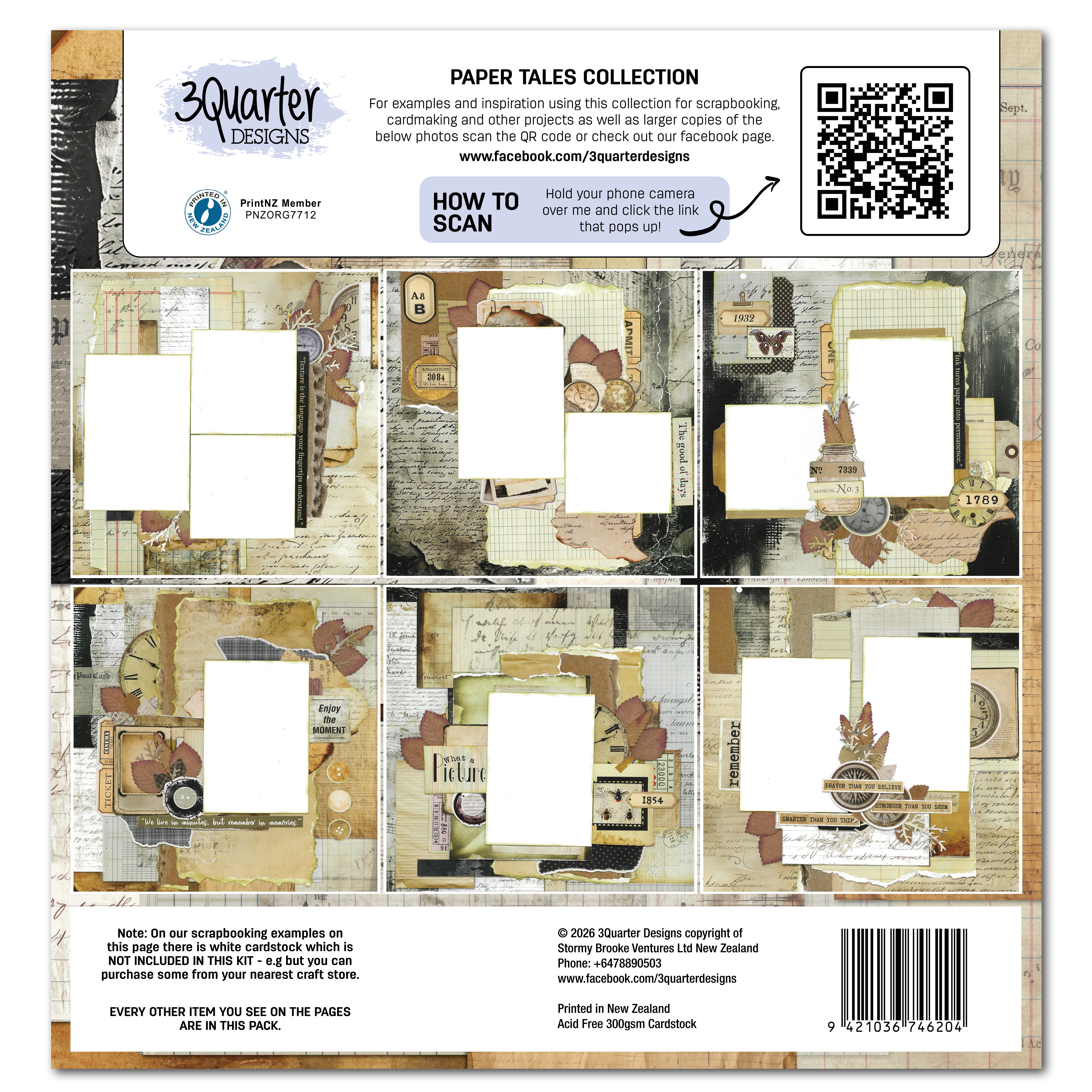 3Quarter Designs Paper Tales 12x12 Designer Paper & Diecuts Set