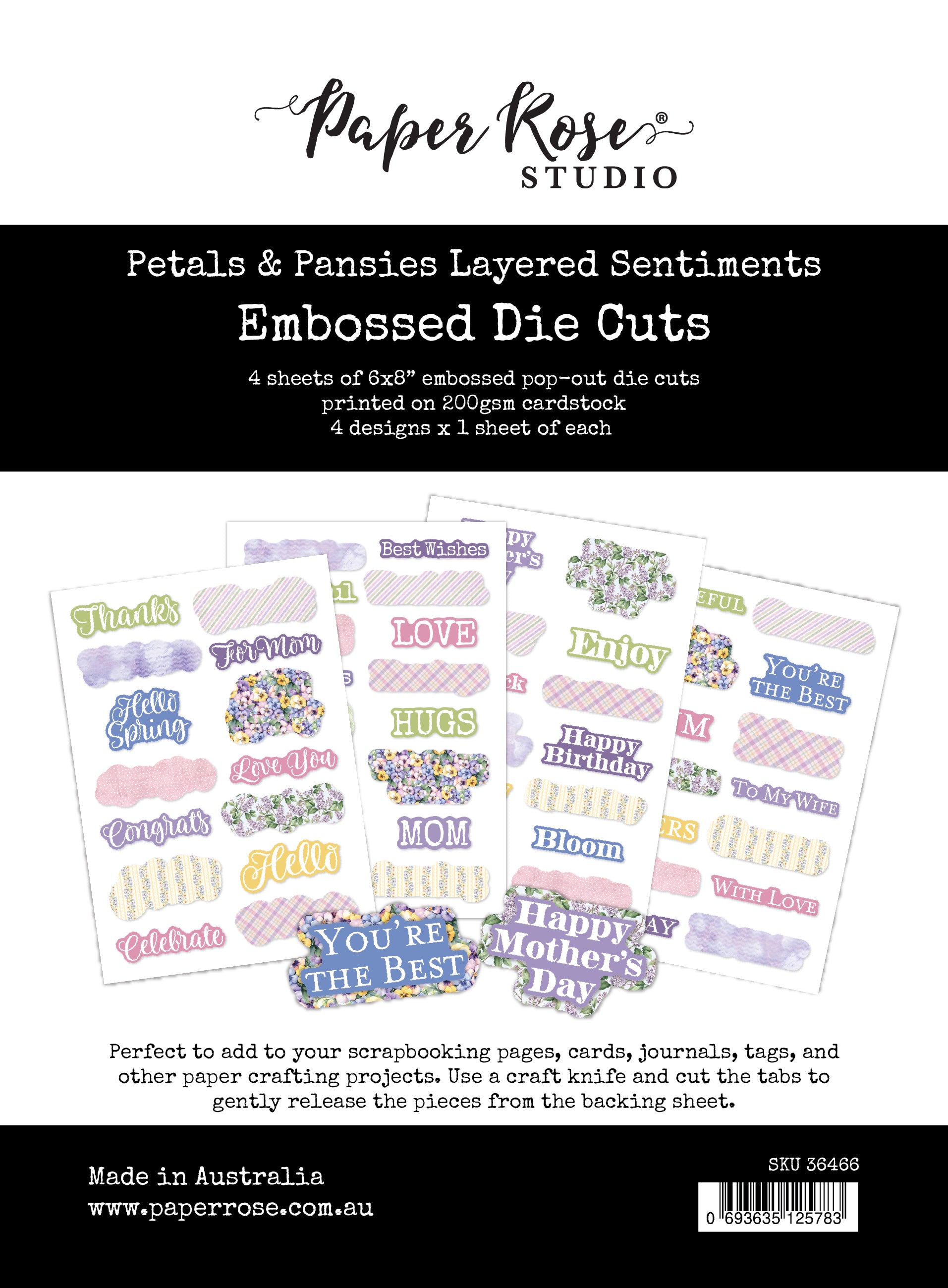 Petals & Pansies 6x8" Layered Sentiments Embossed Die Cuts 36466