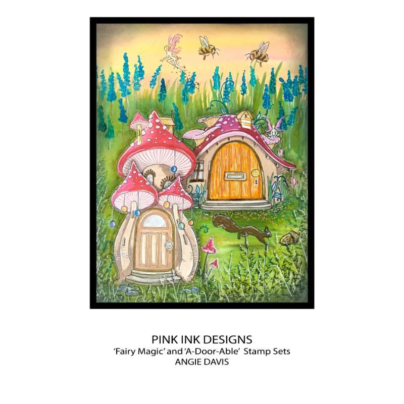 Pink Ink Designs A-Door-Able 6 in x 8 in Clear Stamp Set