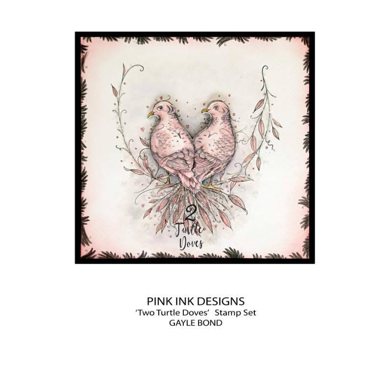Pink Ink Designs Two Turtle Doves 6 in x 8 in Clear Stamp Set