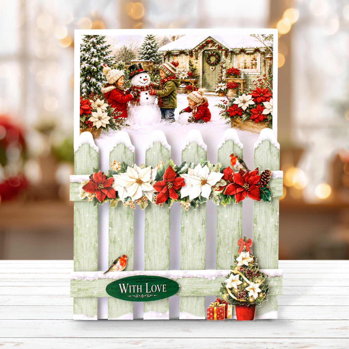 Poinsettia Garden Picket Fence, Card Making Kit
