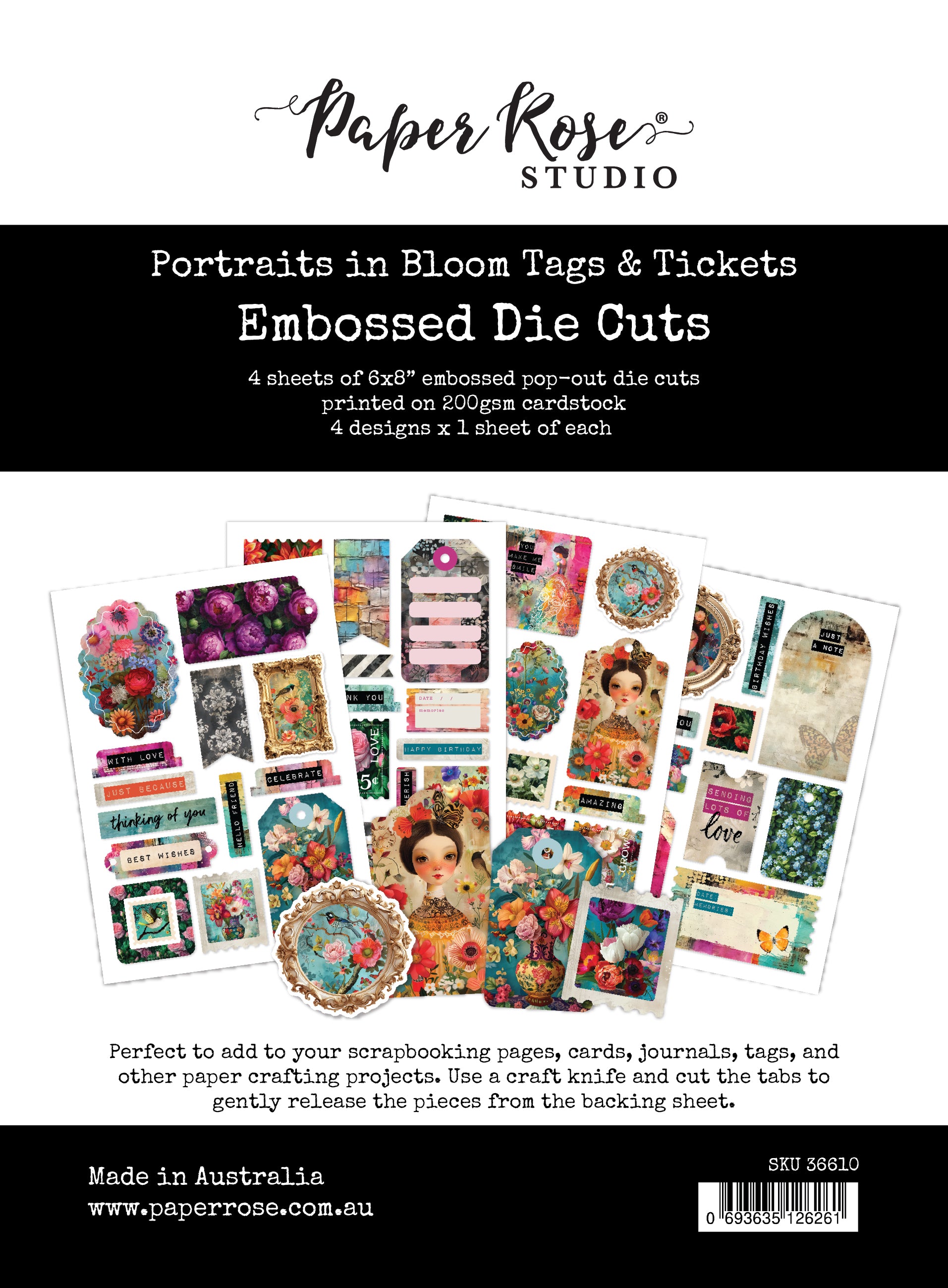 Portraits in Bloom 6x8" Tags & Tickets Embossed Die Cuts 36610