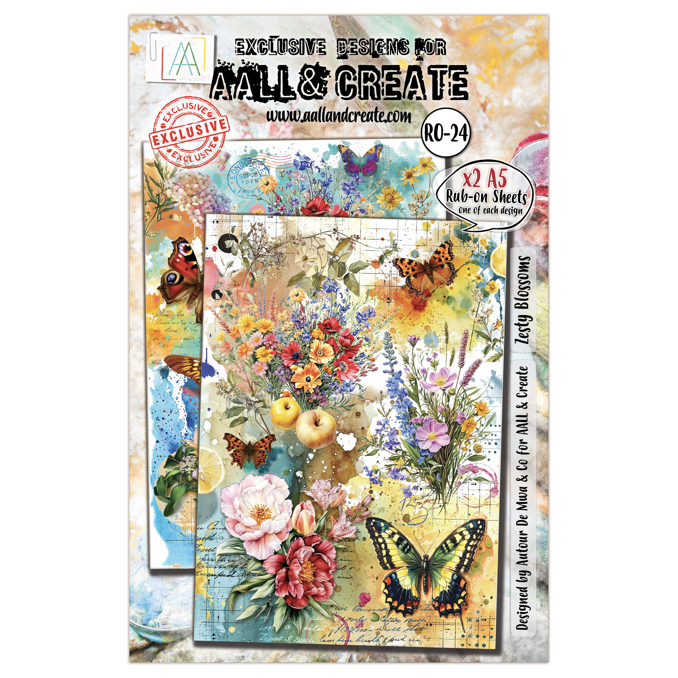 AALL and Create - A5 Rub-Ons - Zesty Blossoms