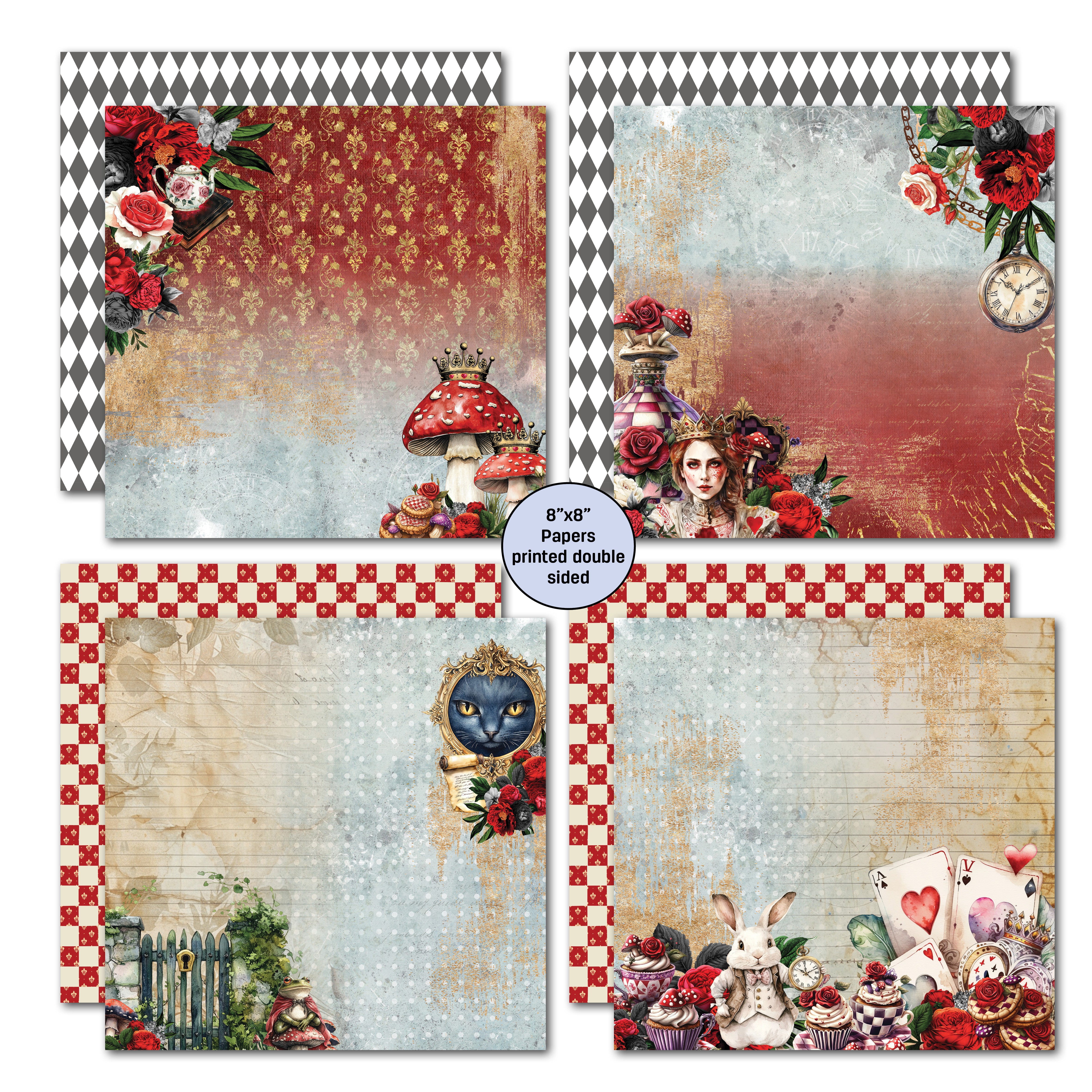 3Quarter Designs Red Queen 8x8 Paper Pack & Diecuts Set