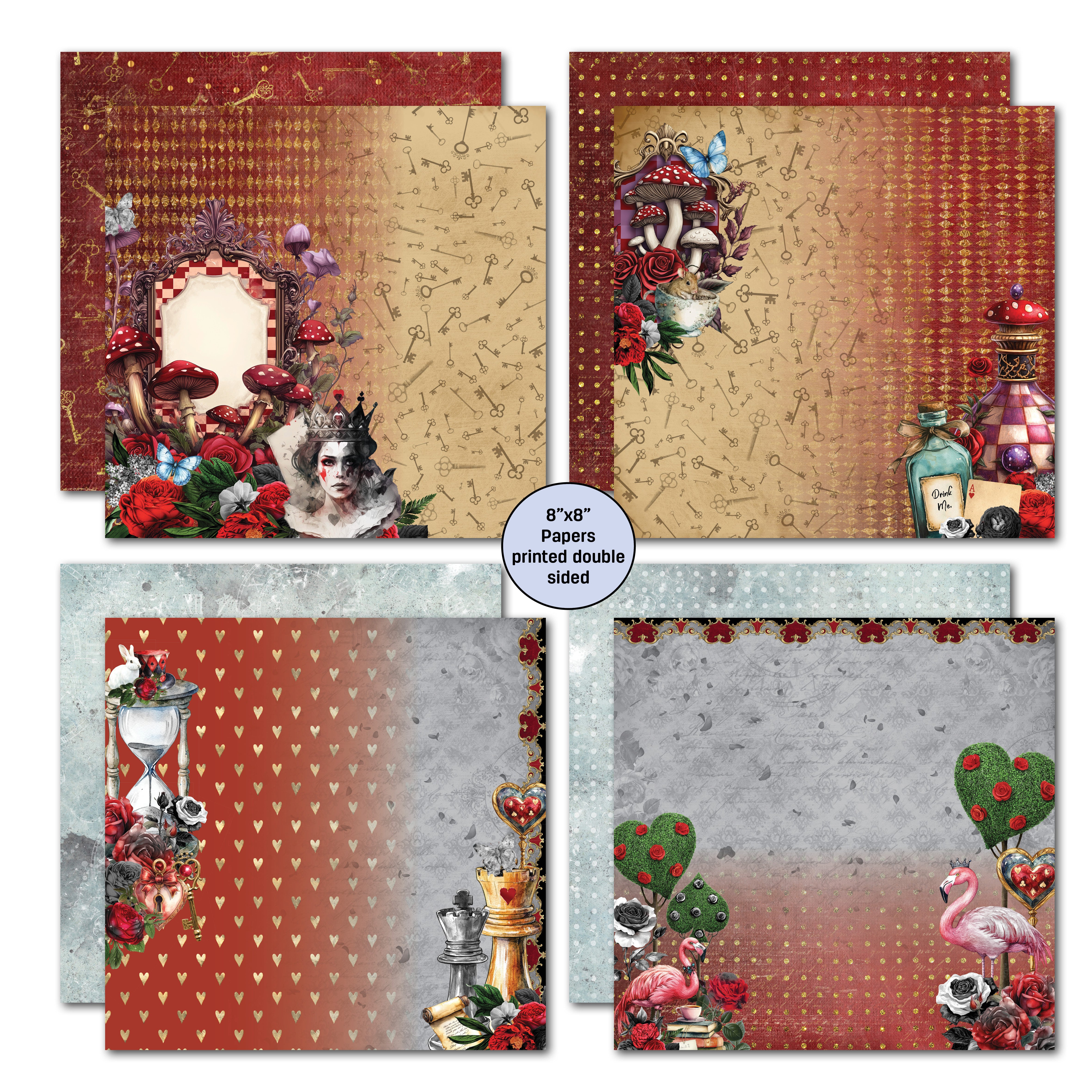 3Quarter Designs Red Queen 8x8 Paper Pack & Diecuts Set