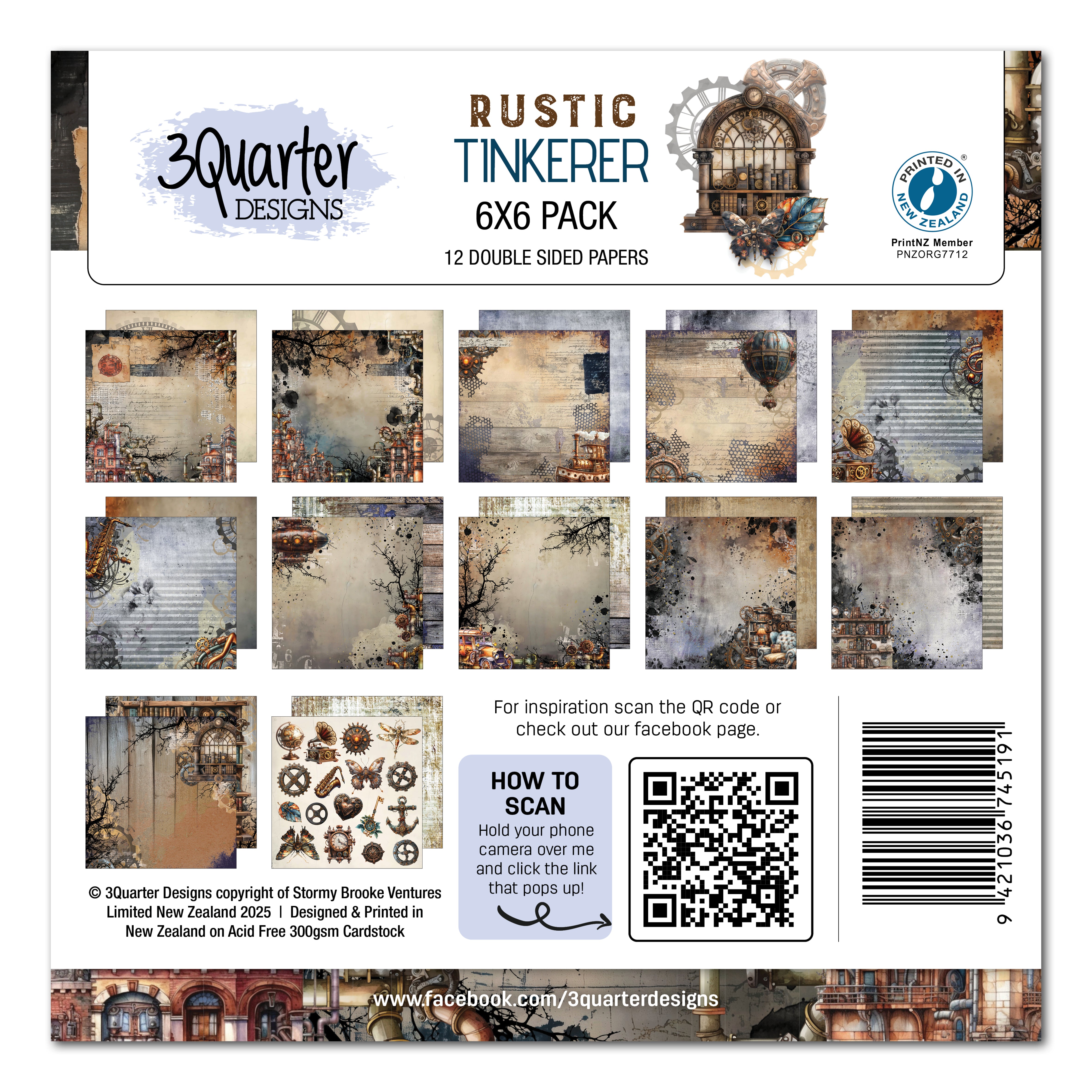 3Quarter Designs Rustic Tinkerer 6x6 Paper Pack