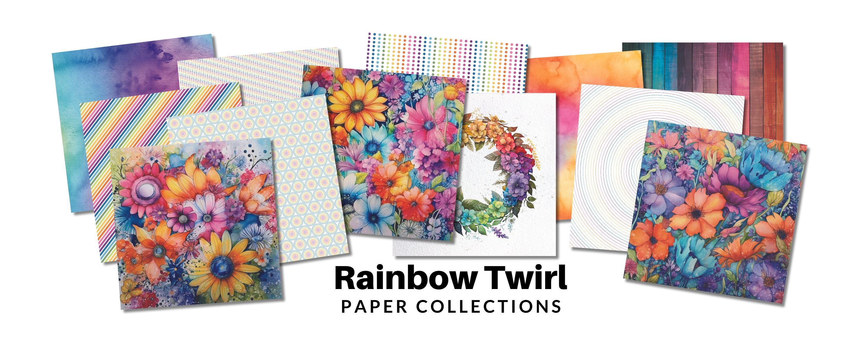 Paper Wishes  Rainbow Twirl 12x12 Paper Collection