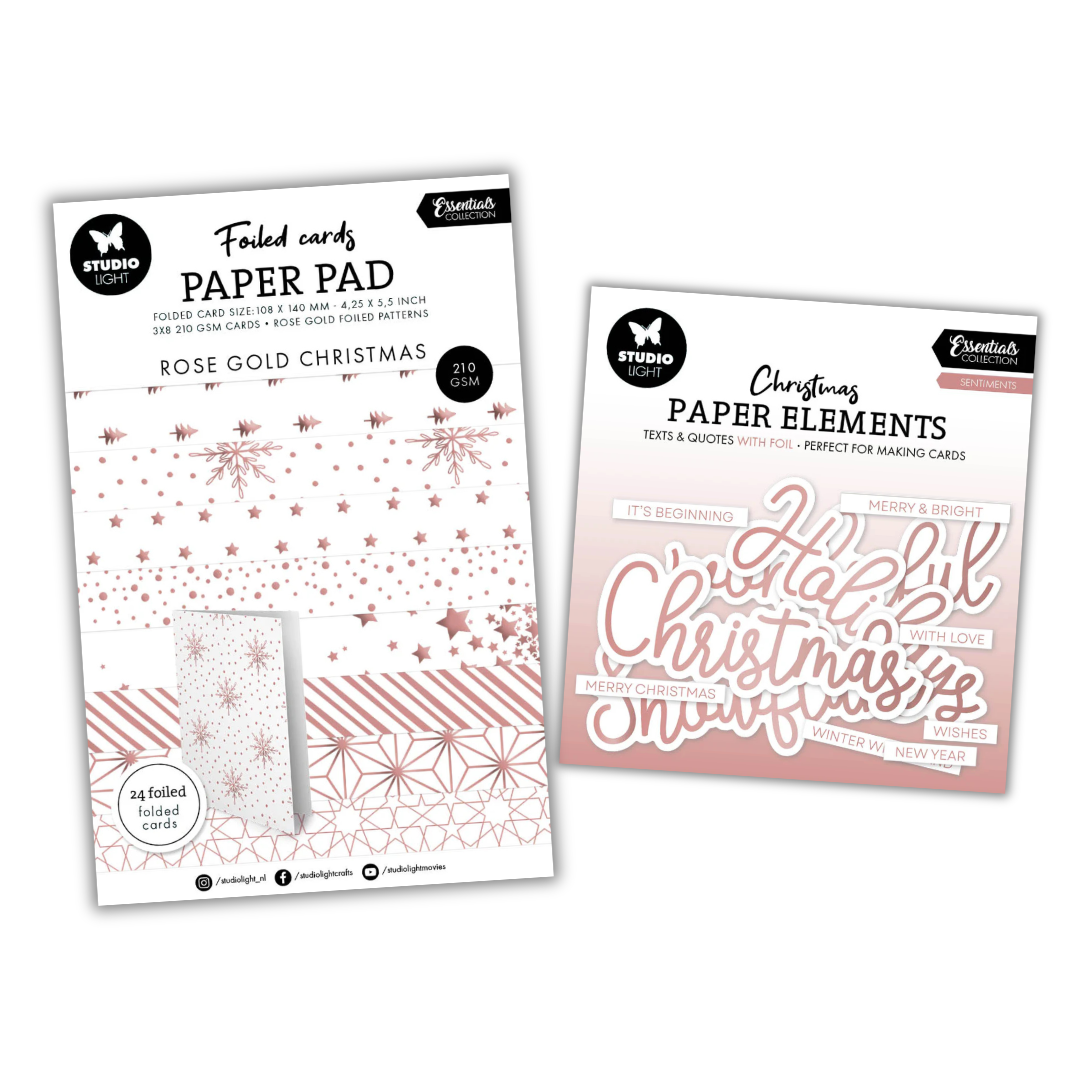 Rose Gold Foiled Christmas Patterns and Sentiments