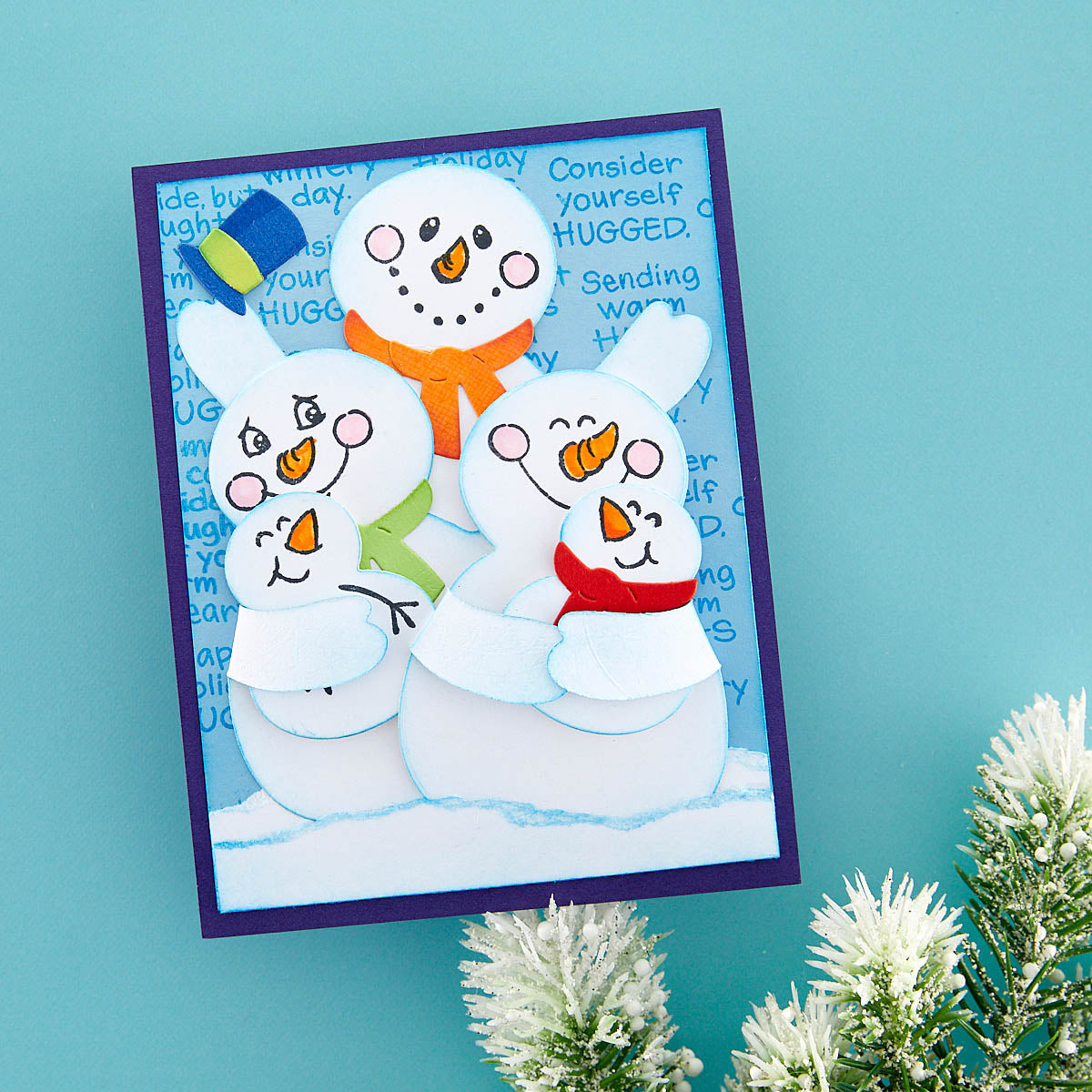 Snowman Hugs Etched Dies from the Holiday Hugs Collection by Stampendous