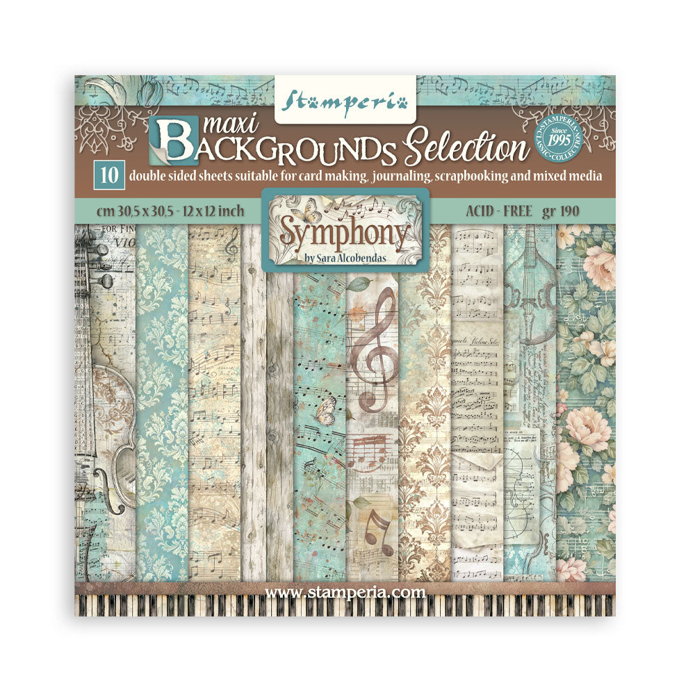 Scrapbooking Printed Pad For Art And Craft 10 Sheets cm 30.5x30.5 (12"x12") Backgrounds - Symphony