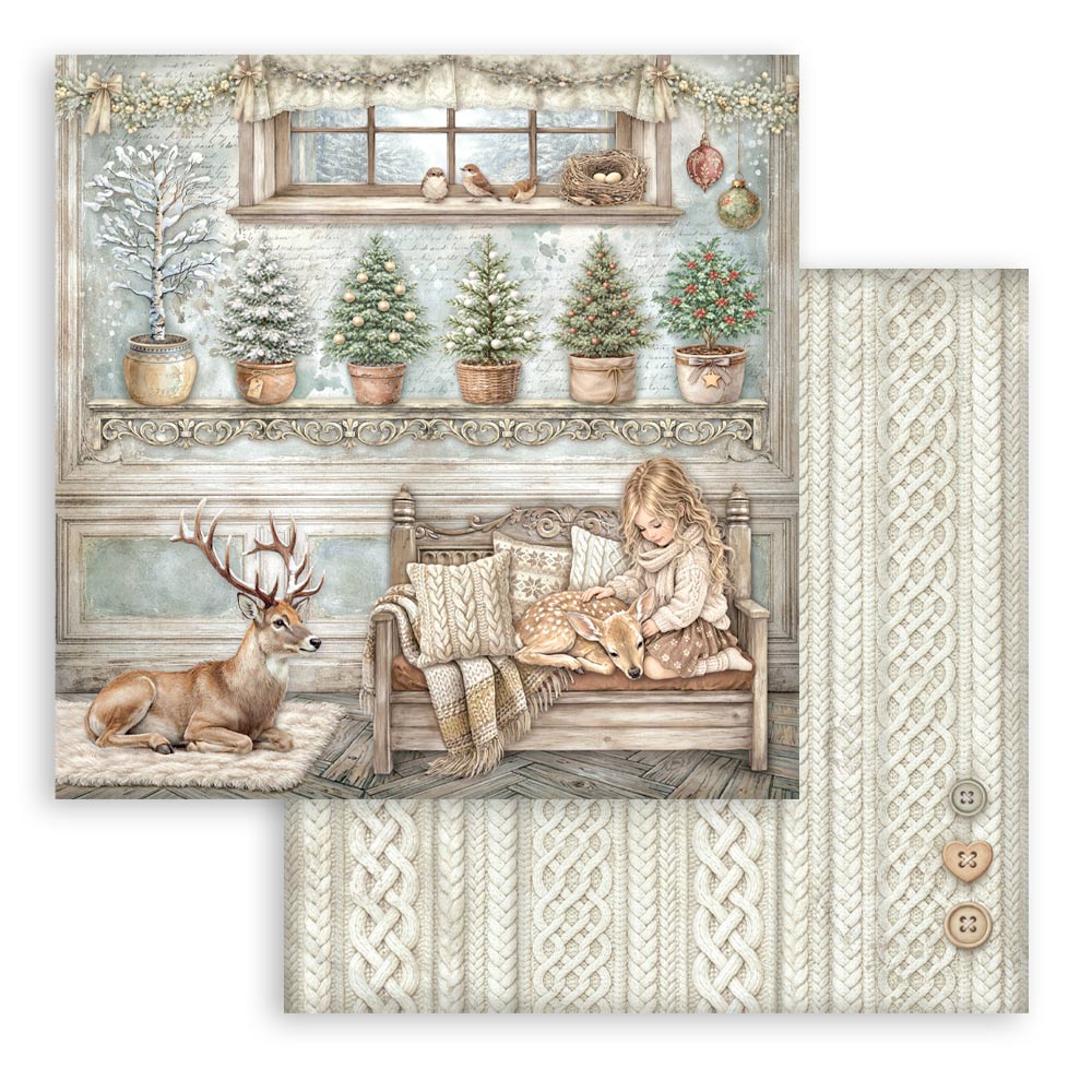 Scrapbooking Printed Pad For Art And Craft 10 Sheets cm 30.5x30.5 (12"x12") - White Christmas