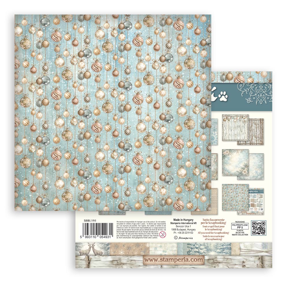 Scrapbooking Printed Pad For Art And Craft 10 Sheets cm 30.5x30.5 (12"x12") Backgrounds - White Christmas