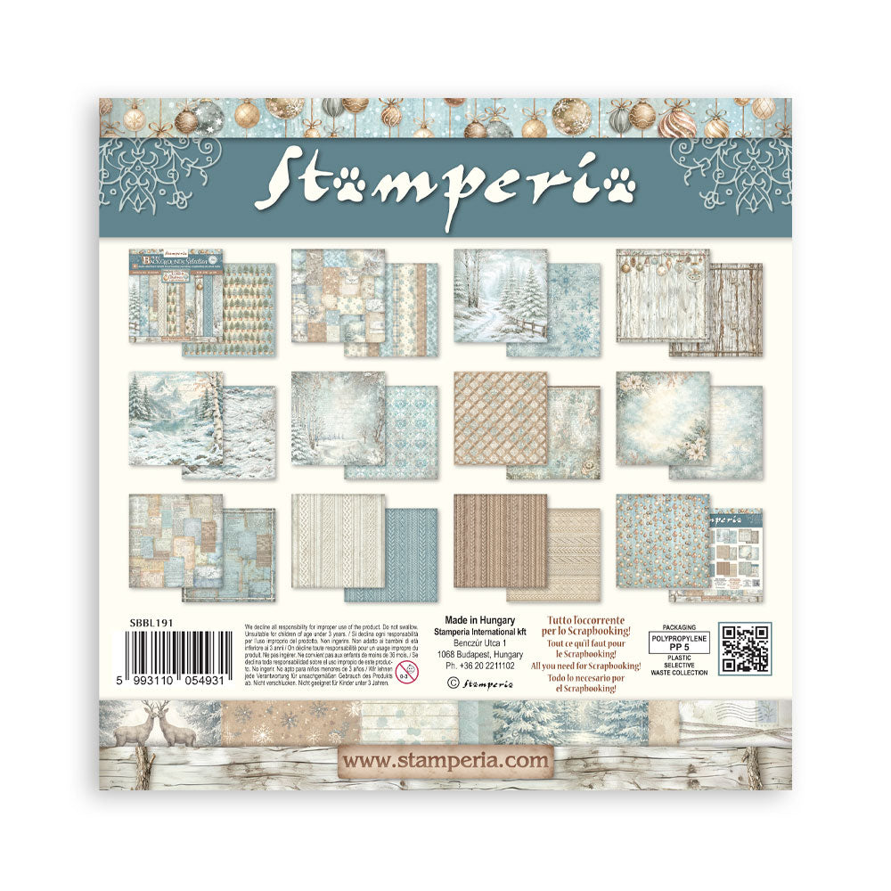 Scrapbooking Printed Pad For Art And Craft 10 Sheets cm 30.5x30.5 (12"x12") Backgrounds - White Christmas