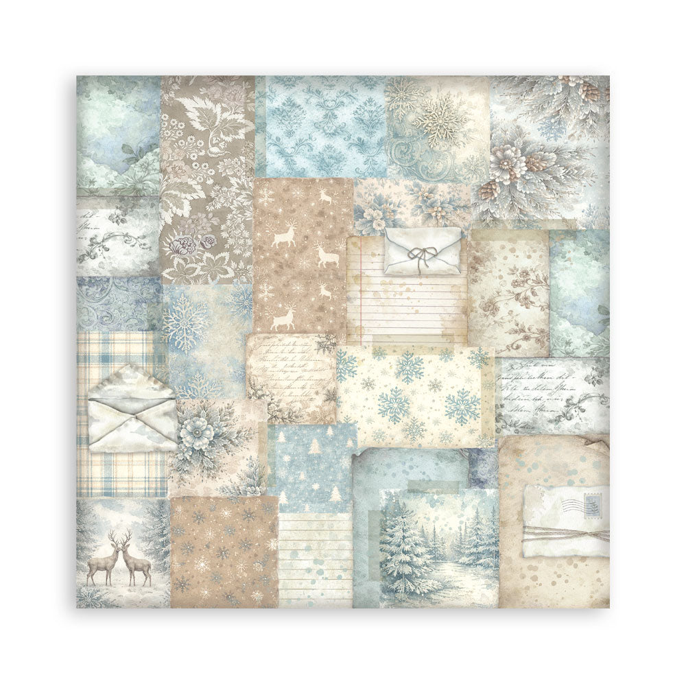 Scrapbooking Printed Pad For Art And Craft 10 Sheets cm 30.5x30.5 (12"x12") Backgrounds - White Christmas