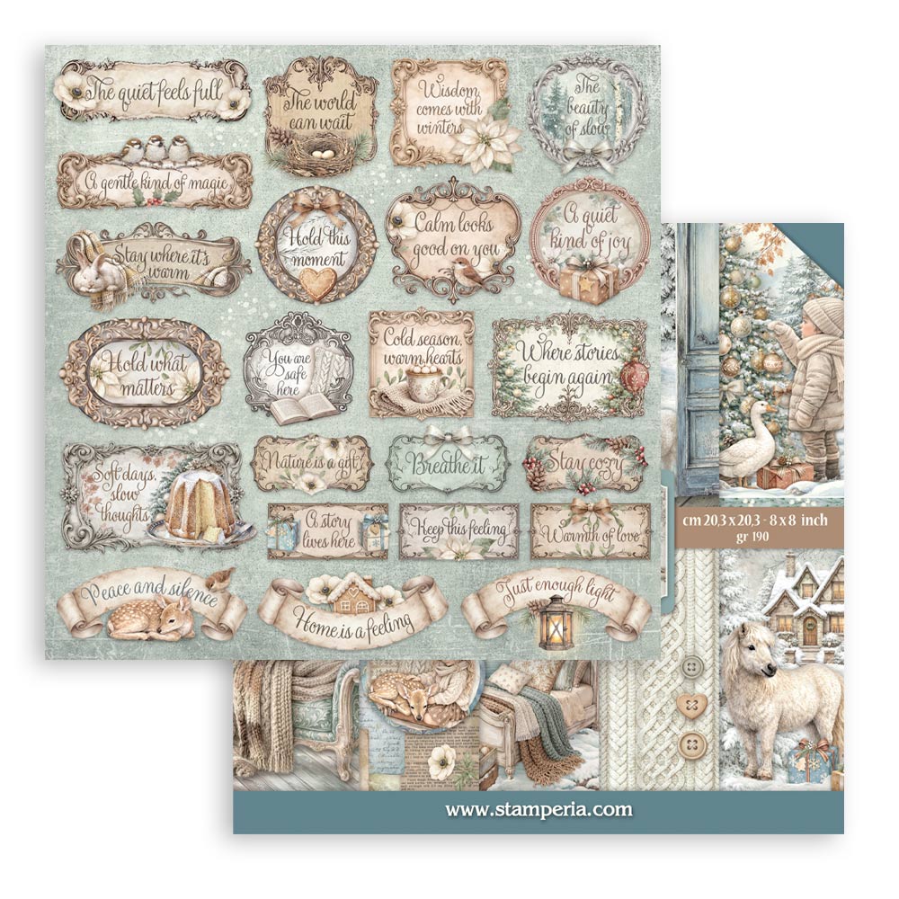 Scrapbooking Printed Pad For Art And Craft 10 Sheets cm 20.3x20.3 (8"x8") - White Christmas