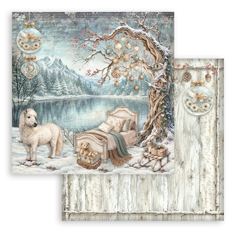 Scrapbooking Printed Pad For Art And Craft 10 Sheets cm 20.3x20.3 (8"x8") - White Christmas