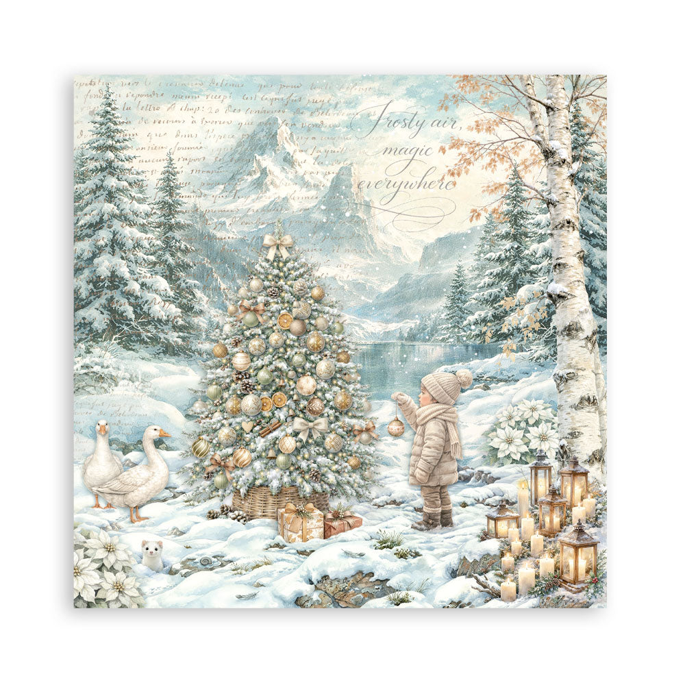 Scrapbooking Printed Pad For Art And Craft 10 Sheets cm 20.3x20.3 (8"x8") - White Christmas