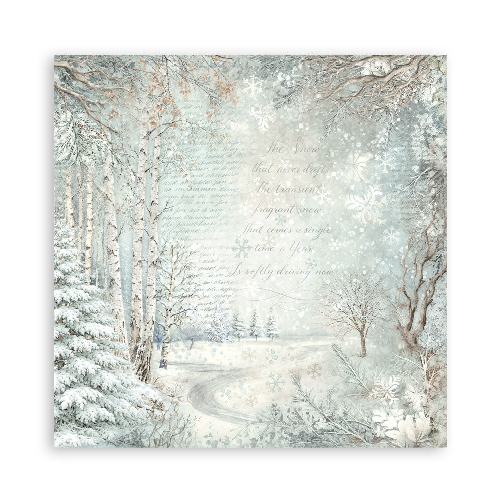 Scrapbooking Printed Pad For Art And Craft 10 Sheets cm 20.3x20.3 (8"x8") - White Christmas