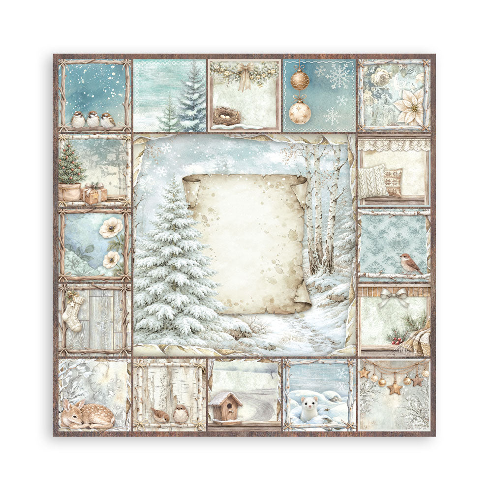 Scrapbooking Printed Pad For Art And Craft 10 Sheets cm 20.3x20.3 (8"x8") - White Christmas