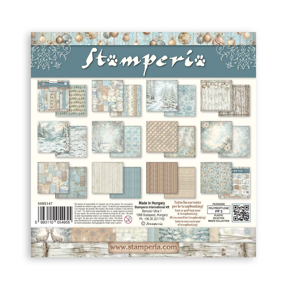 Scrapbooking Printed Pad For Art And Craft 10 Sheets cm 20.3x20.3 (8"x8") Backgrounds - White Christmas