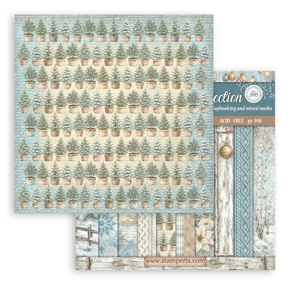 Scrapbooking Printed Pad For Art And Craft 10 Sheets cm 20.3x20.3 (8"x8") Backgrounds - White Christmas