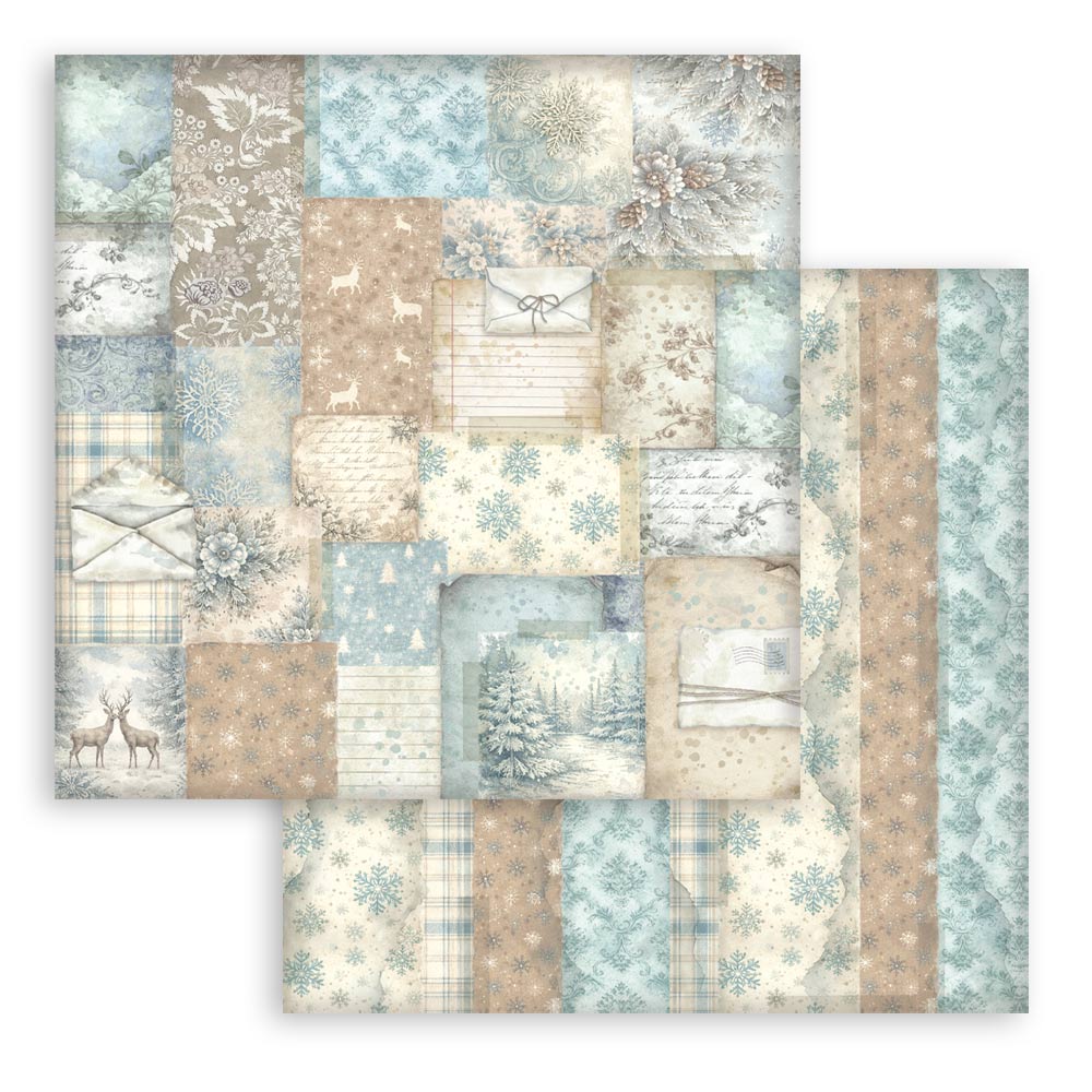 Scrapbooking Printed Pad For Art And Craft 10 Sheets cm 20.3x20.3 (8"x8") Backgrounds - White Christmas