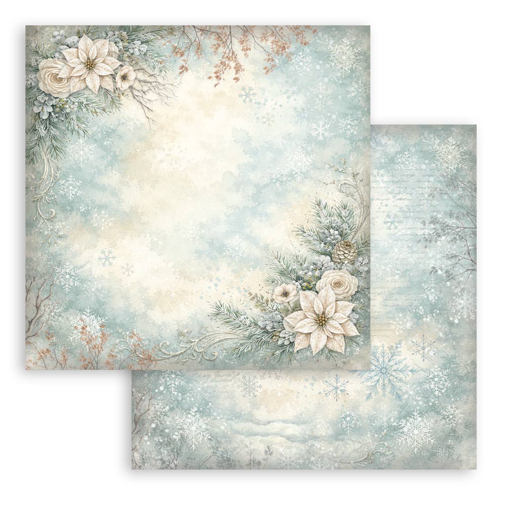 Scrapbooking Printed Pad For Art And Craft 10 Sheets cm 20.3x20.3 (8"x8") Backgrounds - White Christmas