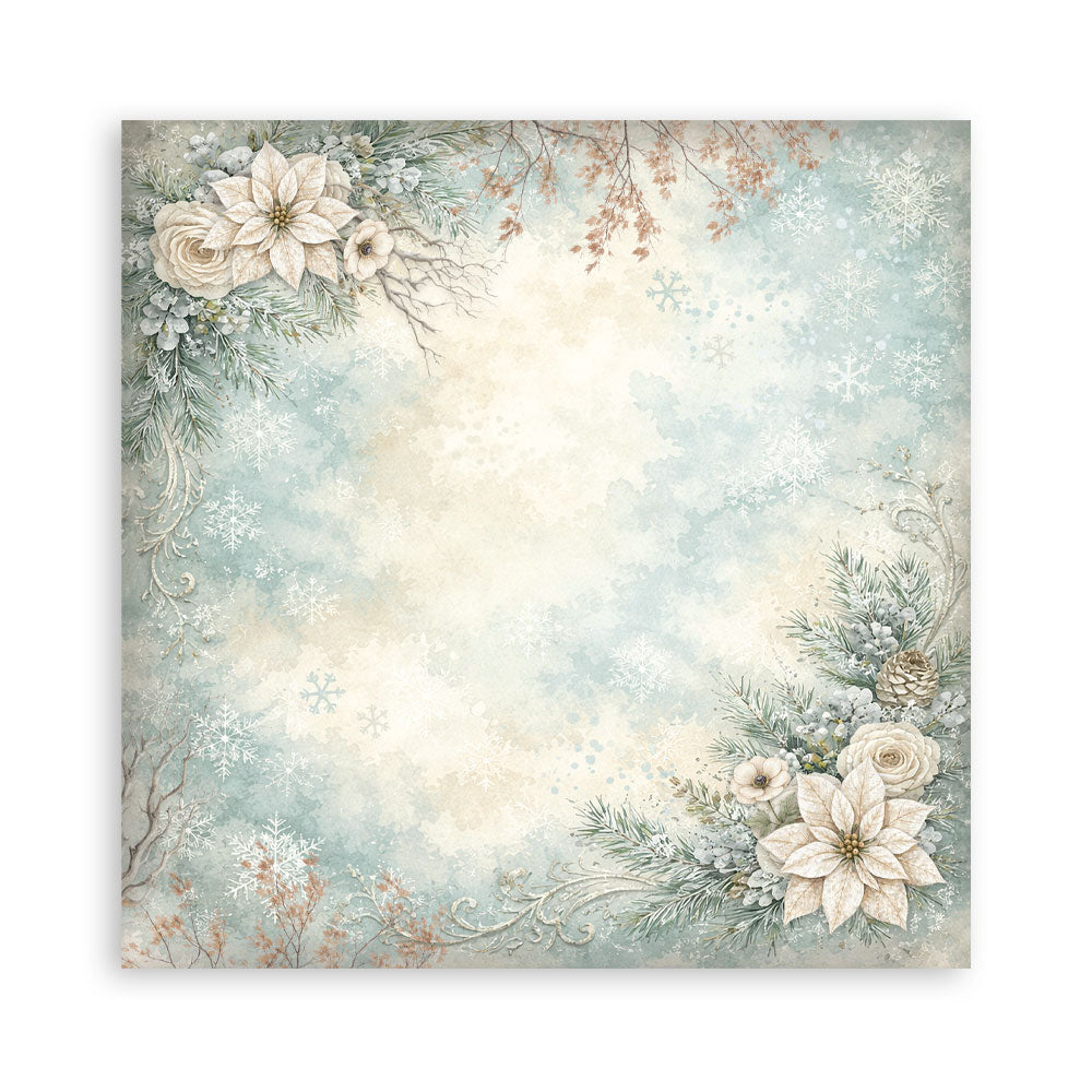 Scrapbooking Printed Pad For Art And Craft 10 Sheets cm 20.3x20.3 (8"x8") Backgrounds - White Christmas