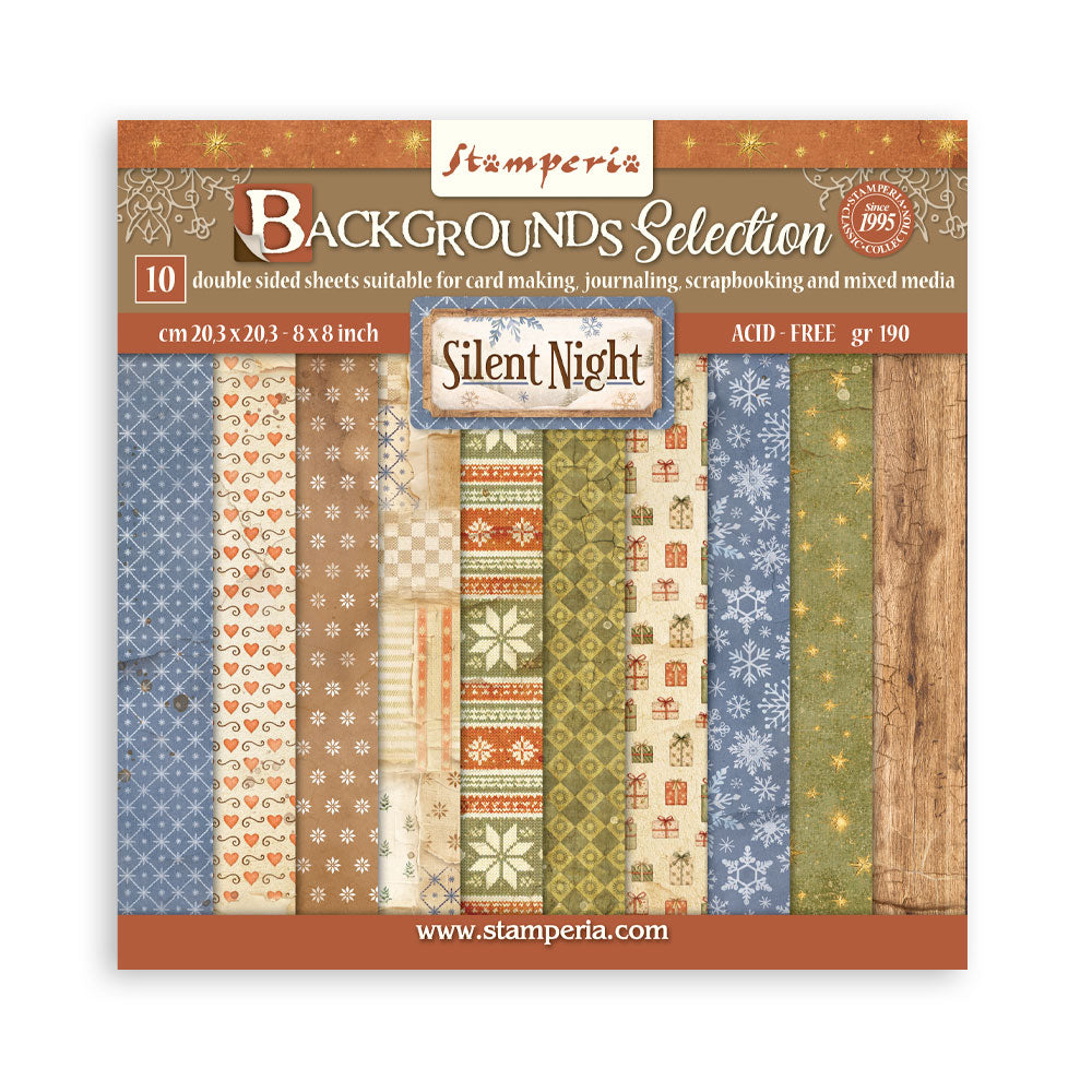 Scrapbooking Printed Pad For Art And Craft 10 Sheets cm 20.3x20.3 (8"x8") Backgrounds - Silent Night