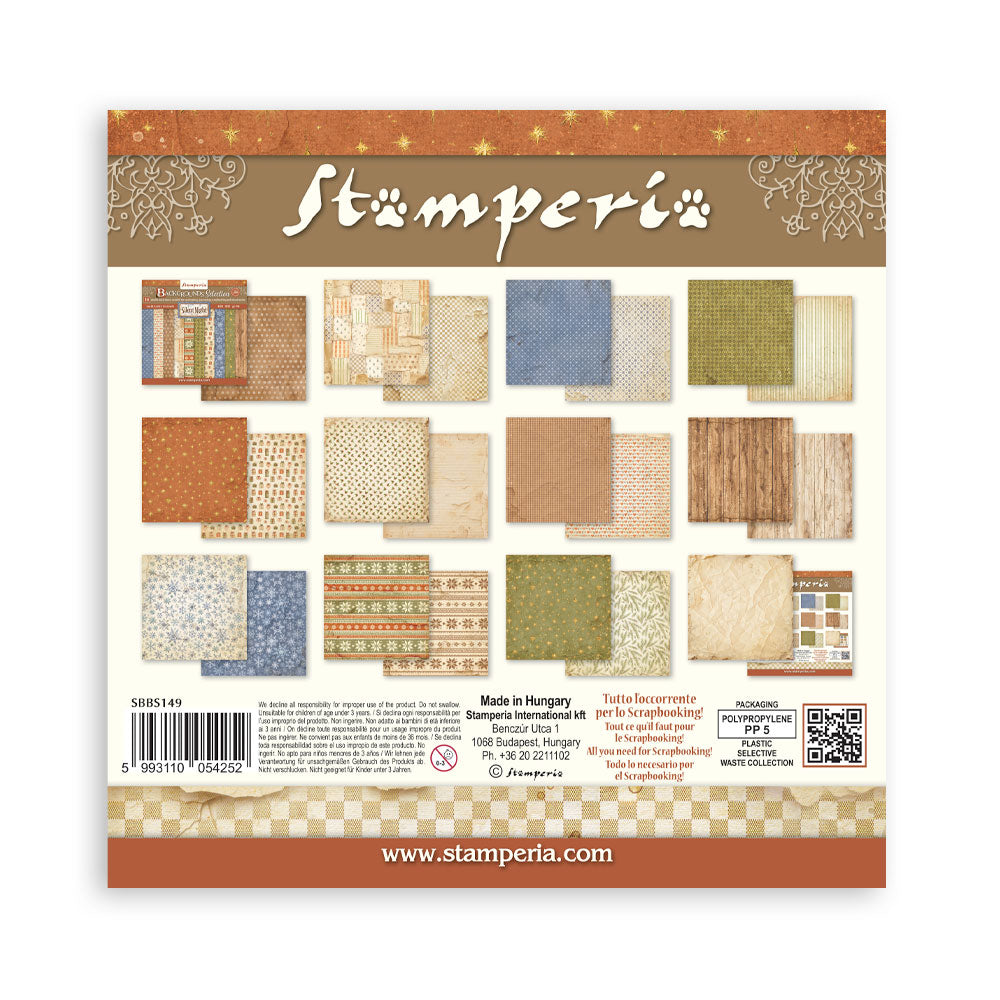 Scrapbooking Printed Pad For Art And Craft 10 Sheets cm 20.3x20.3 (8"x8") Backgrounds - Silent Night