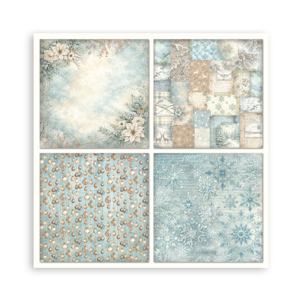 Scrapbooking Printed Pad For Art And Craft 22 Sheets cm 20.3x20.3 (8"x8") Single Face White Christmas