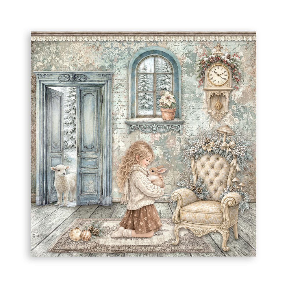 Scrapbooking Printed Pad For Art And Craft 22 Sheets cm 30.5x30.5 (12"x12") Single Face - White Christmas