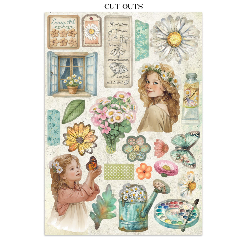Printed Art Junk Journal: Stickers, Cut-Outs, Backgrounds For Art And Craft - Daisy Art