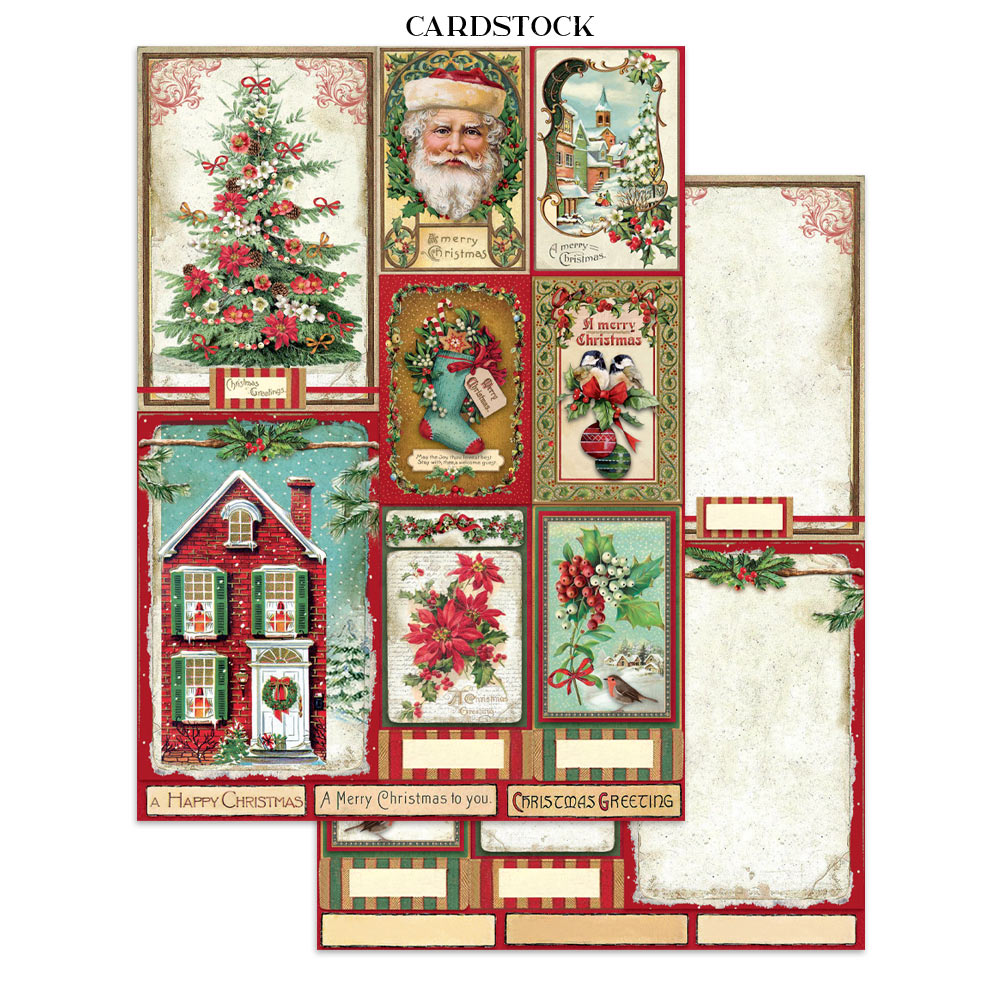 Printed Art Junk Journal: Stickers, Cut-Outs, Backgrounds For Art And Craft - Classic Christmas