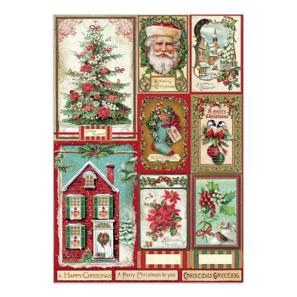 Printed Art Junk Journal: Stickers, Cut-Outs, Backgrounds For Art And Craft - Classic Christmas
