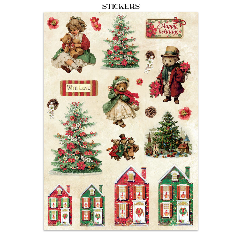 Printed Art Junk Journal: Stickers, Cut-Outs, Backgrounds For Art And Craft - Classic Christmas