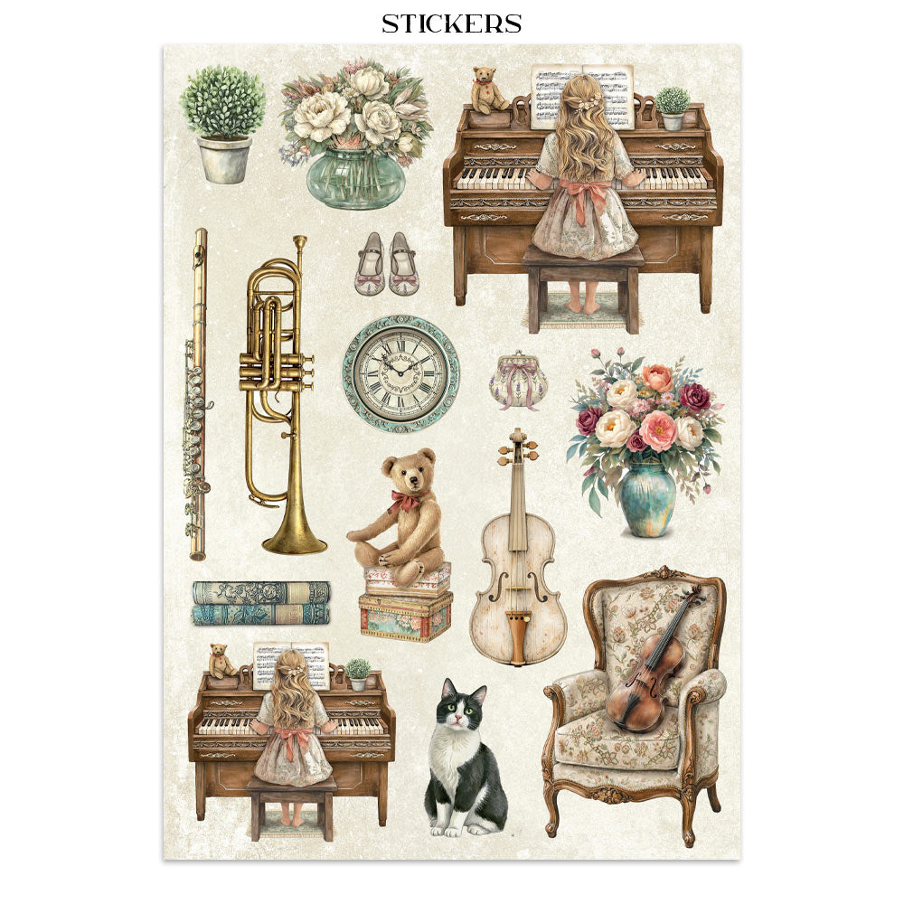 Printed Art Junk Journal: Stickers, Cut-Outs, Backgrounds For Art And Craft - Symphony