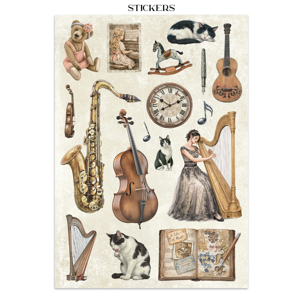 Printed Art Junk Journal: Stickers, Cut-Outs, Backgrounds For Art And Craft - Symphony