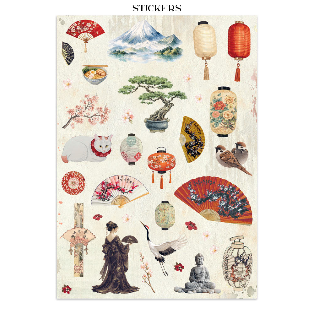 Printed Art Junk Journal: Stickers, Cut-Outs, Backgrounds For Art And Craft - Oriental Garden