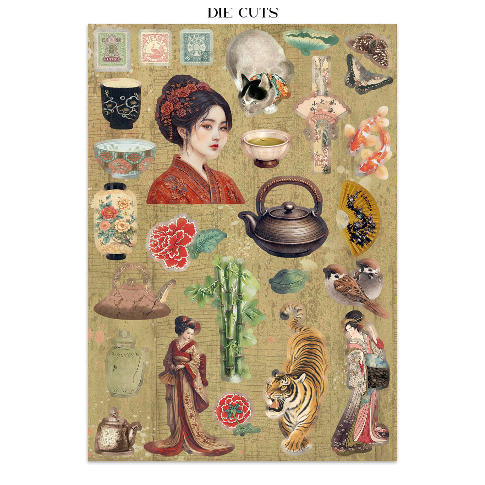 Printed Art Junk Journal: Stickers, Cut-Outs, Backgrounds For Art And Craft - Oriental Garden