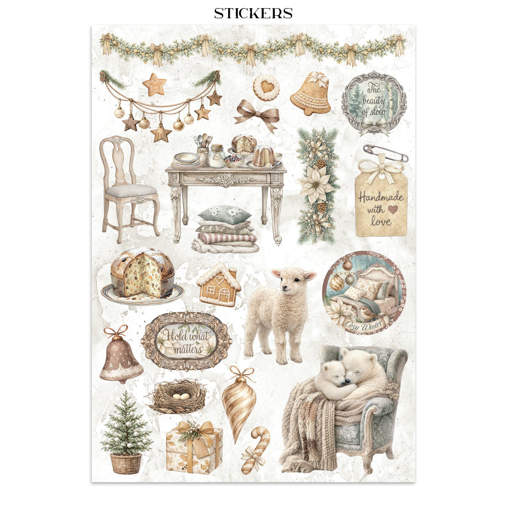 Printed Art Junk Journal: Stickers, Cut-Outs, Backgrounds For Art And Craft - White Christmas