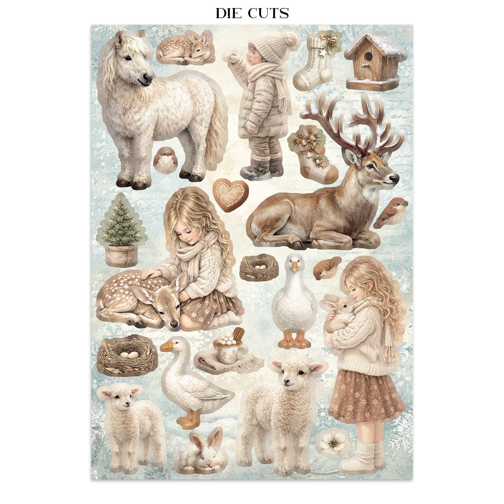 Printed Art Junk Journal: Stickers, Cut-Outs, Backgrounds For Art And Craft - White Christmas