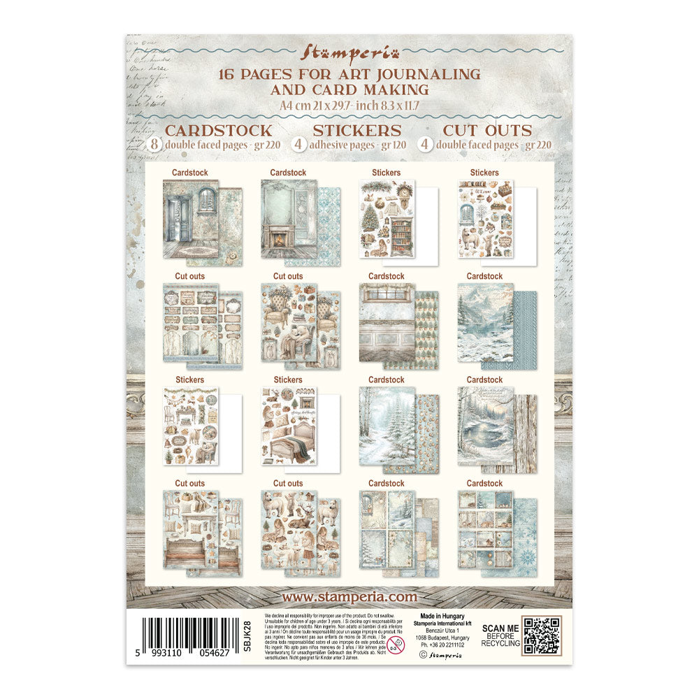 Printed Art Junk Journal: Stickers, Cut-Outs, Backgrounds For Art And Craft - White Christmas
