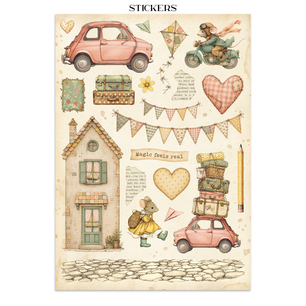 Printed Art Junk Journal: Sticker, Cut-Outs, Backgrounds For Art And Craft - Cozy Family