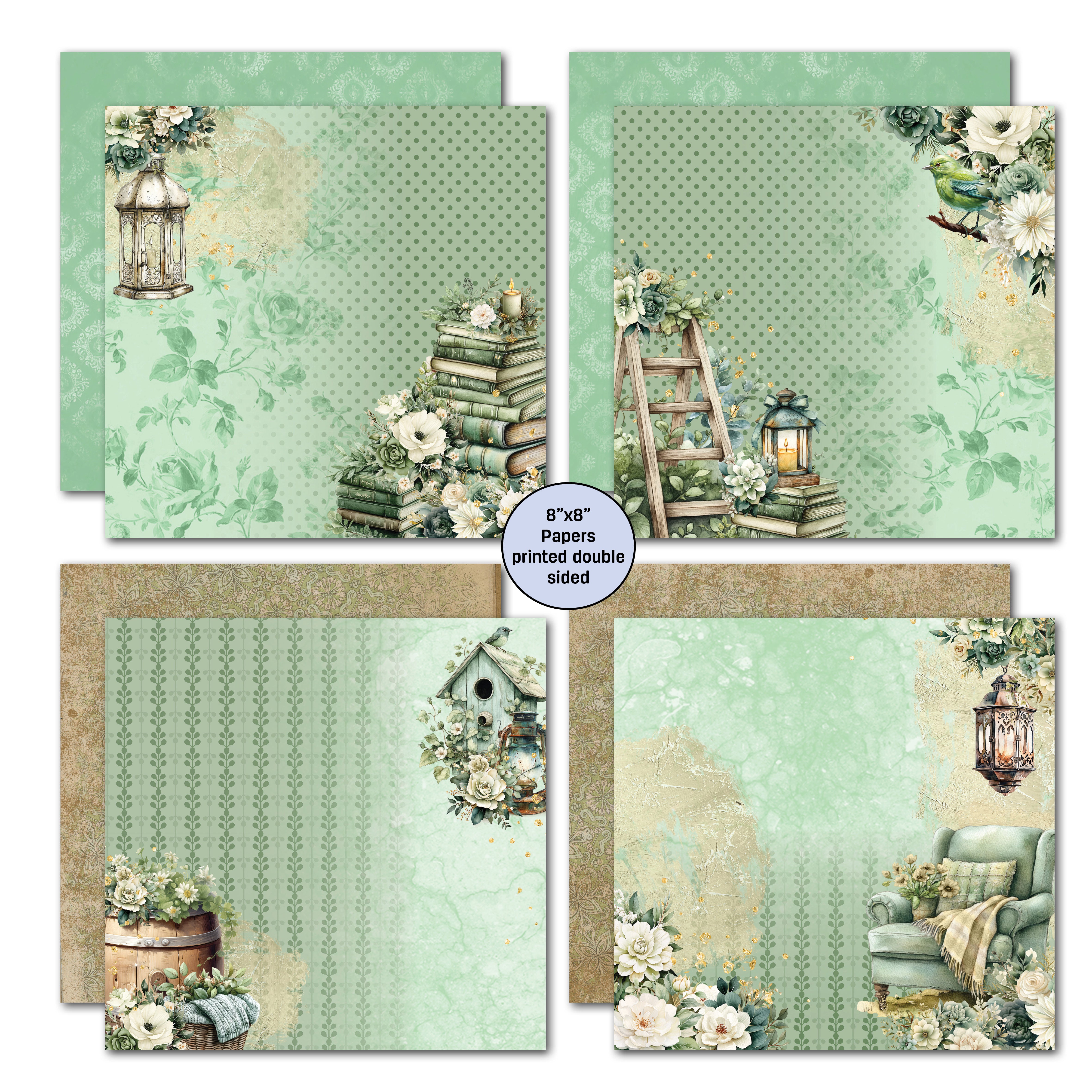 3Quarter Designs Sage Candle 8x8 Paper Pack & DieCuts Set