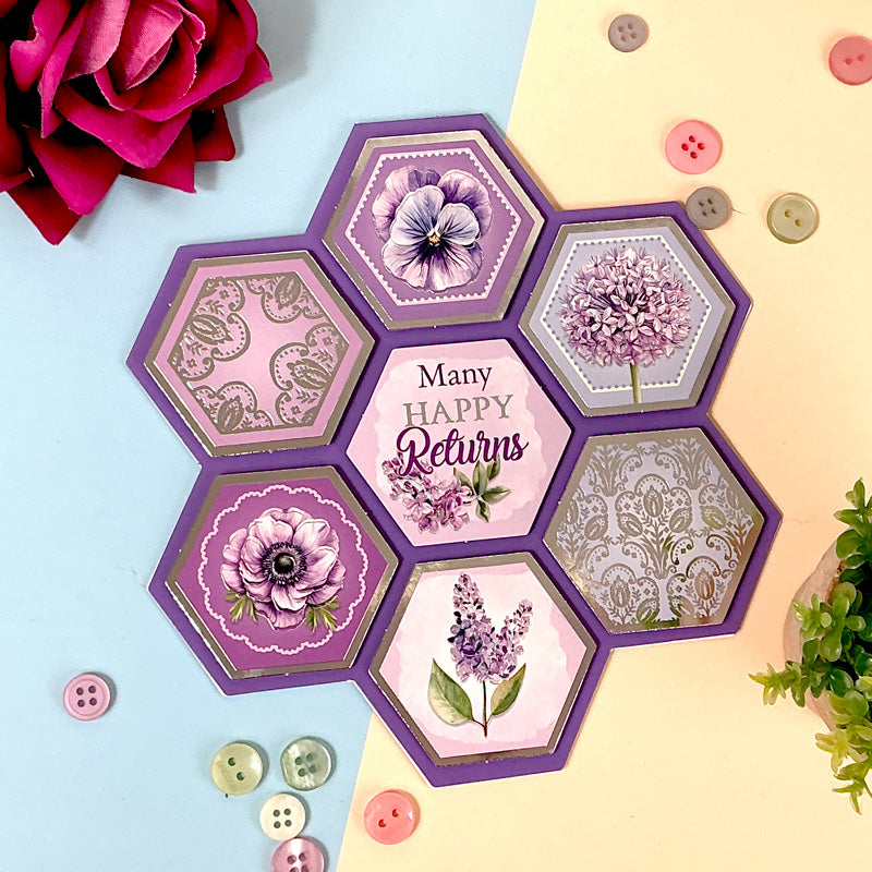 Luxury Shaped Cards - Hexagon Flower